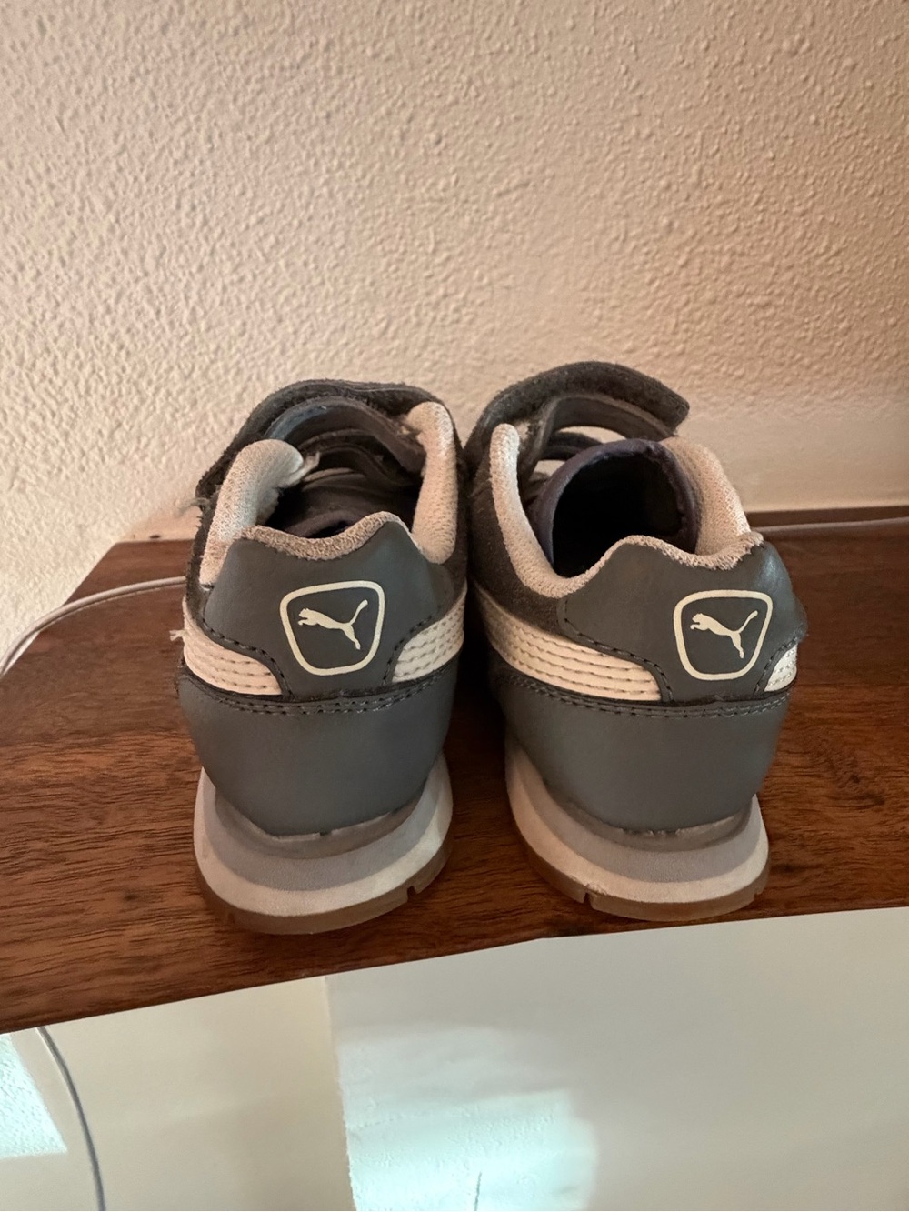 Puma Kids Gray Suede Velcro Sneakers with White Side Stripe - Picture 6 of 6